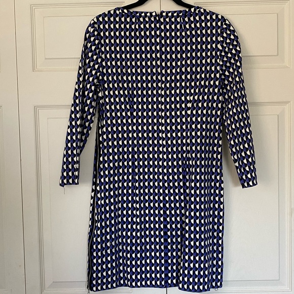 J. CREW purple black white scalloped print long sleeve dress with side zippers - Picture 7 of 7